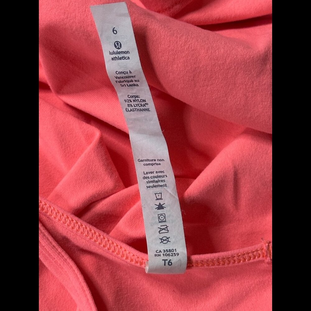 Lululemon Tank Top 6 / S Womens Coral Pink Muscle Shirt Racer Back - Picture 7 of 7
